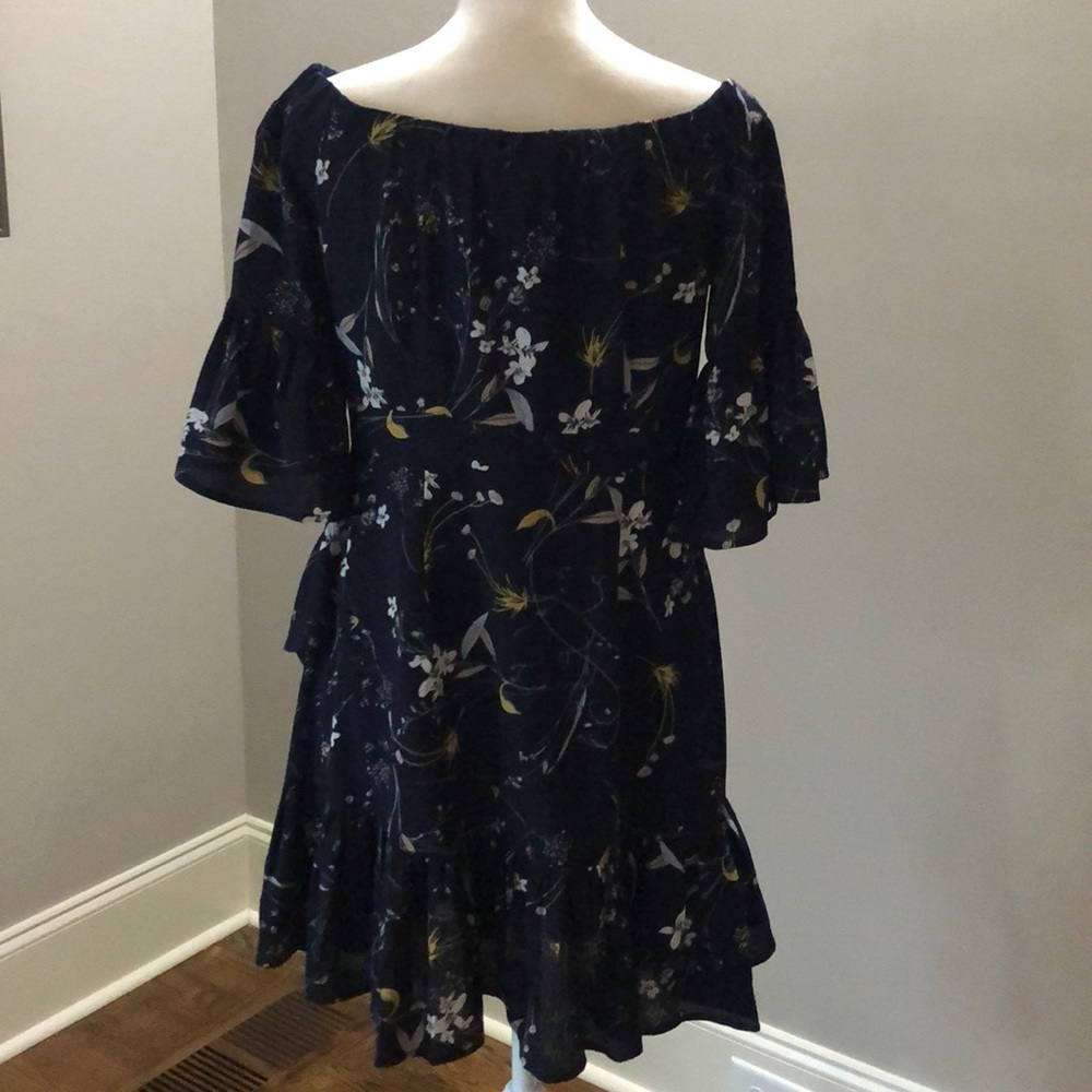 Navy Flower + Ruffle Dress - Picture 7 of 10